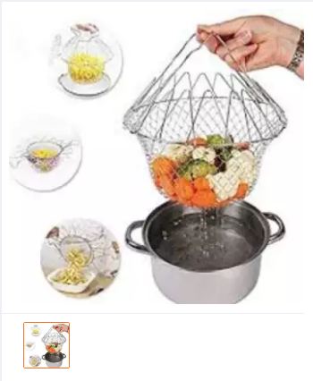 12 In 1 Magic Kitchen Fry Basket - Silver