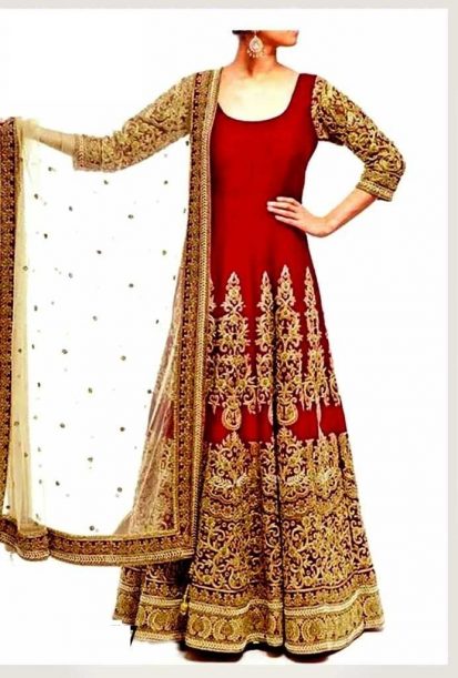 Red Gorgias Soft Georgette Unstitched Salwar Kamee