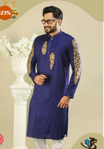 Bulu-golden Casual Printed Cotton Punjabi for Gent