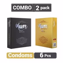 Amore Luxury Gold and Black Condom (3’s X 2) 6 pieces (2's Combo Pack)