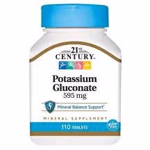 21st Century Potassium Gluconate 595 mg Tablets, 110 Count